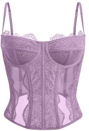 Dealmore Corsetto Top Per Le Donne Che Uscono Pizzo Mesh Data Notte Autunno Abiti Moda Vestiti Crop Carino Partito Strap Tank