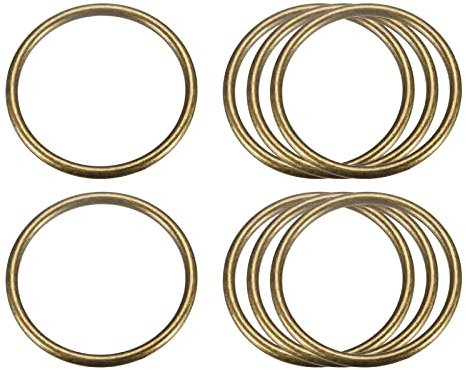 sourcing map Metall O Ringe, 8stk. 40mm (1.57) ID 3mm Stärke Mehrzweck Nicht-geschweißt O-Ring Schnalle für Handwerksgürtel Geldbeutel Tasche Hardware Herstellen, Bronzeton