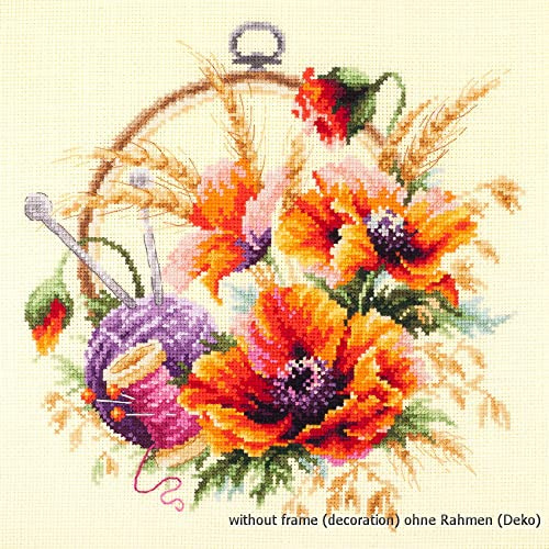 Magic Needle 100-123 ZW Mohnblumen für Näherin Kreuzstichset mit Zählmuster Zweigart Edition, Baumwolle, multifarbig, 25x25cm