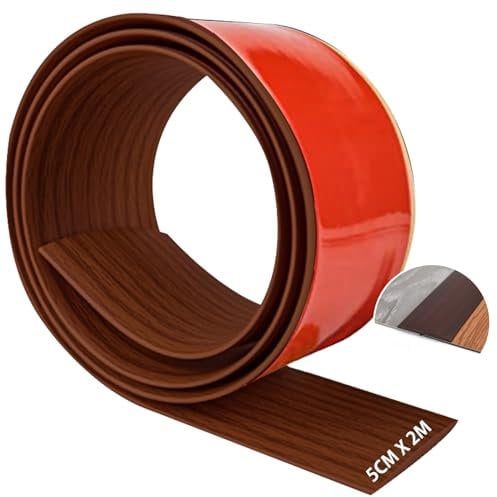 Floor Transition Strip Self-Adhesive PVC Laminate Floor Cover Strips Flat Divider Strip for Joining Floor Gaps, for Tile/Wood/Laminate/Joins Gap (2m×5cm, Red Oak)