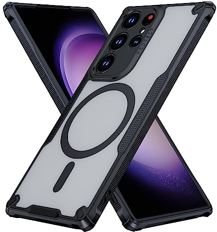 Holidi Samsung Galaxy S23 Ultra Hülle für Magsafe, [Rund um das Handyhülle Anti-Rutsch], Samsung S23 Ultra Schutzhülle, [Militärischer Schutz] [stoßfest] [magnetisch] Handy Case Cover. Schwarz