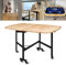 Rukulin Multifunction Table Drop Leaf Dining Table - 120cm Solid Wooden Foldable Kitchen Table with 6 Wheels
