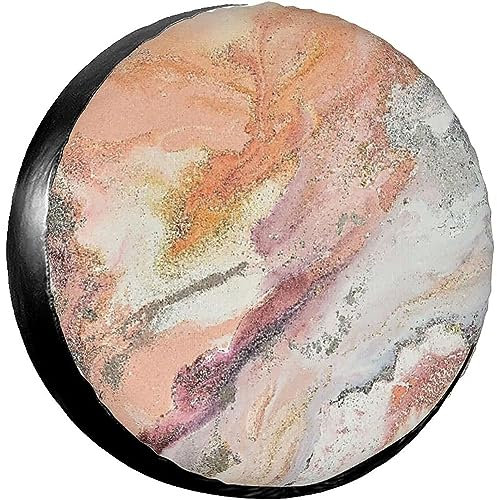 747 Reifensack Abstrakter Marmor-Kunst-Orange-Pfirsich-Grau Und Ocker-Malerei-Druck Universal Reifenschutzhülle Waschbar Reifentasche Für SUV Fahrzeuge Geburtstag 16inch