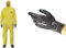 AlphaTec 2300 Model 132, Disposable Work Overall with Hood,Industrial Safety L Yellow + HyFlex 11-840 Professional Work Gloves, Abrasion Resistant Multipurpose Protection Gloves,Black, Size L (1 Pair)
