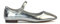 ESSEX GLAM Womens Mary Jane Ballet Shoes Ladies Flats Buckle Strap Square Toe Silver Metallic Dolly Pumps Size 8