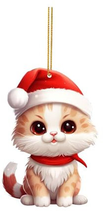 Lustige Kleine Katze Weihnachtsbaum Dekoration Paar Geschenk Kreativität Weihnachtsdekoration Niedliche Kleine Katze Weihnachtsbaum Hut Dekoration CgU724 (B, Einheitsgröße)