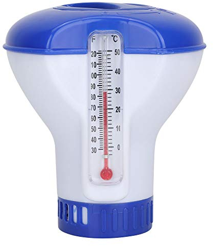 Clorador Flotante, Suministro De Piscina Dispensador De Flotador De Cloro para Piscina con Termómetro Gran Capacidad para Sostener Tabletas Anillos De Ajuste Dispensador Flotante De Piscina para