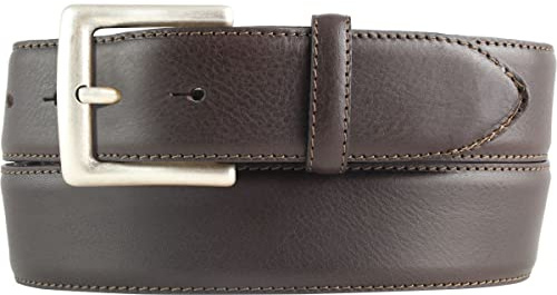 BELTINGER Hochwertiger Jeansgürtel aus Vollrindleder mit antiker Gürtelschließe 4,0 cm | Bombierter Ledergürtel Herren 40mm | Jeans-Gürtel made in Italy | Braun 125cm