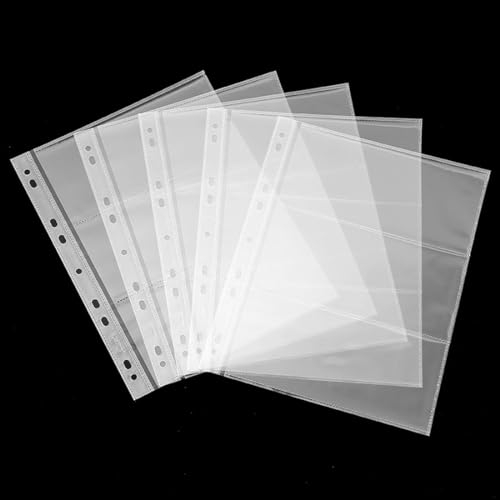 CPSYTE 20 pcs Währung Seiten zum Sammeln von Papiergeld – 3 Taschen Währungshüllen/Währungshalter Albumseiten zum Sammeln von Papiergeldscheinen und Banknotencoupons, PP-Material, hohe Transparenz