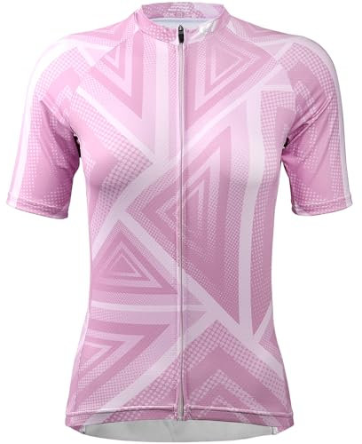 Wulibike Radtrikot Damen Kurzarm,Fahrradtrikot UPF Rennrad Trikot Damen Mountainbike-Shirt Frauen Fahrrad Shirts Cycle Tops Mit 4 Taschen Violett S