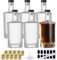 YBCPACK 100ml/3oz Glass Liquor Bottles with T-Top Black Caps, 6 Pack Empty Small Glass Bottles for Alcohol, Beverages, Clear Mini Vodka Bottle with Heat Shrink Capsules