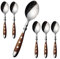 Alata Lot de 6 cuillères à soupe en acier inoxydable - Poignées marron - Poli miroir - Couverts pour la maison, le restaurant, l'hôtel, l'utilisation quotidienne - Série Berlin