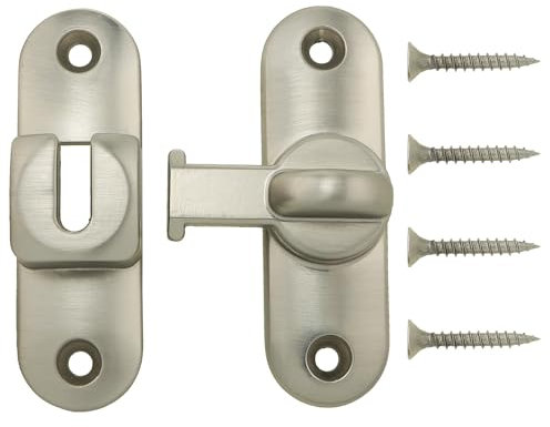 FMHXG Chiusura per porta senza trapano Gancio per bagno in lega di zinco argento con viti Serratura per porta scorrevole Morsetto per porta scorrevole Hardware Hotel Anti Theft Lock Fibbia per porte