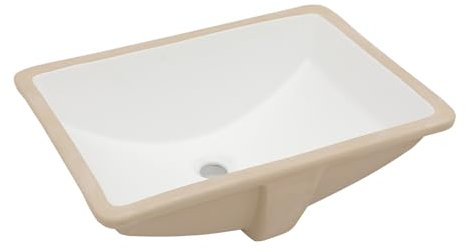 Kichae 53,3 cm rechteckiges Unterbauwaschbecken – 53,3 x 38,1 cm Waschtisch-Waschbecken, modernes weißes Porzellan, Keramik, Waschtisch, Waschbecken mit Überlauf
