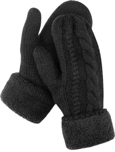 Lvefyti Fäustlinge Damen,Warme Winterhandschuhe Fingerhandschuhe,Strickhandschuhe mit Fleecefutter,Dicke Thermohandschuhe,Weich Flauschig Handschuhe für Running Radfahren Skifahren(Schwarz)
