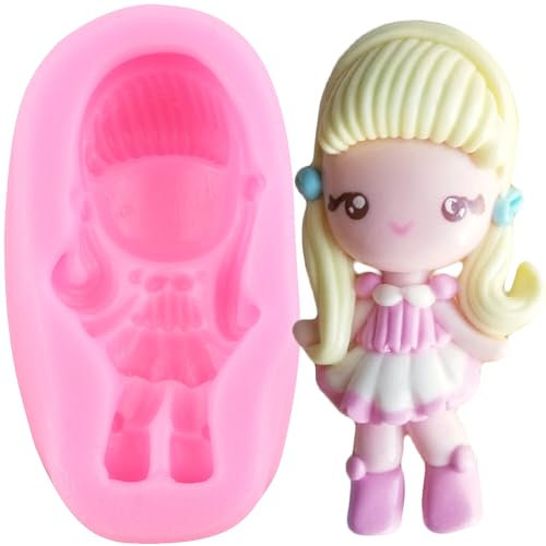 XMOLDNMS Girl Fondant Mould Princess Silicone Moulds Girl Doll Candy Chocolate Moulds for Baby Party Cake Decoration Cupcake Topper Polymer Clay Gum Paste