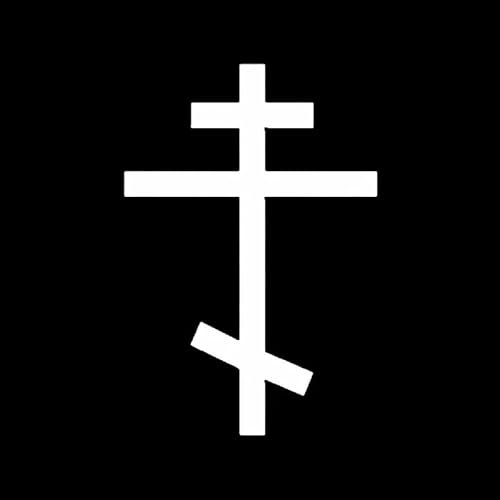 JIFENLI Autoaufkleber 8,5 cm * 12,5 CM ORTHODOXES KREUZ Auto Aufkleber Christentum Vinyl Aufkleber Russisches Kreuz Schwarz/Silber