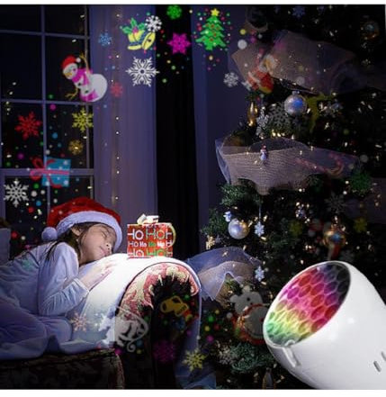 OISE ART STORE Trade Shop - Projecteur rotatif automatique E27 de 4 W pour extérieur, décorations de Noël -
