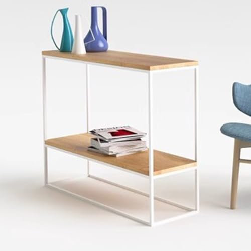 Snowflyk Konsolentisch für Sofas, Langer Konsolentisch hinter der Couch, moderner Eingangstisch aus Metall im Landhausstil (weiß, 80 x 25 x 80 cm)
