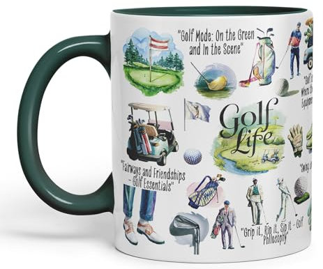 Vixar Golf Life Golfer Sport Joke sarkasm Sarcastic Ceramic Coloured Mug Cup for Tea Coffee Hot Brew 330ml 11Oz Gift (D Green)