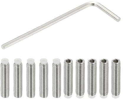 PATIKIL Madenschrauben M4x18 mm, 10 Stück 304 Edelstahl Kunststoff Nylonspitze Madenschrauben/Innensechskant Gewindestifte, Sechskantkopf Schrauben mit Schraubenschlüssel