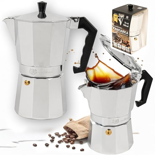 KARL HAUSMANN Espressokocher - 3 Tassen - 150ml - Espresso Maker - Silber Kaffeekocher für Gasherd - Mokkakanne - Espresso Kocher - Moka Pot - Espressokanne - Kaffeemaschine - Camping Kaffeemaschine