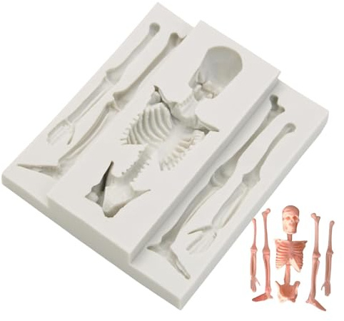 Skelett Silikonform, Silikon Schädel Form, Küche Backform, Silikonkerzenhersteller, Schokoladenformen, Flexible Gruselige Kuchendekorationsformen, r