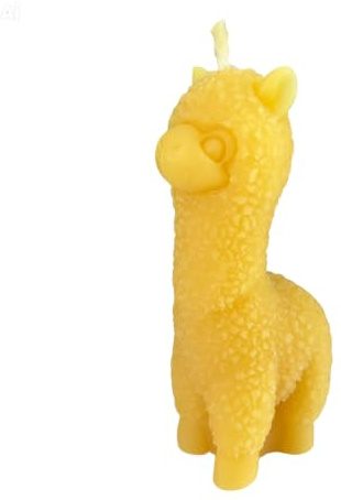 Bienenwachskerze Alpaka Kerze 9 cm stehend Tierfreund — handgegossene Alpakafigur zottig, Made in Germany