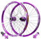 LPYDWZ 24 Zoll Fahrrad Laufradsatz Aluminiumlegierung 26/27,5/29 Zoll, Doppelwandige Felge Scheibenbremsnabe Abgedichtete Lager Violette MTB Fahrradräder Felge for 7–12 Gänge(Thru AXLE,24 INCH)
