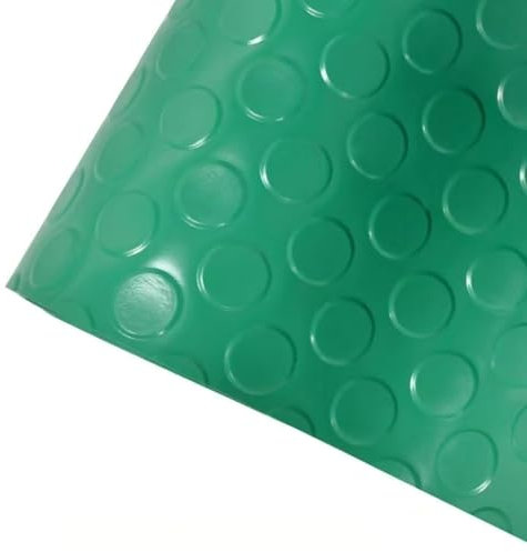 Rubber Flooring Roll, Garage Floor Mat, Green Coin Checker Rubber Flooring Mat, for Kitchen, Bathroom, Garage, Parking Lot, Elevator(157.6x51.2)