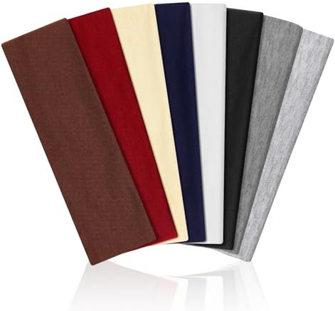 Sularpek 8 Pack Stirnband Damen Sommer, Yoga Headbands, Elastic Headband, Stretchy Cotton Kopf Bande, Schweiß Haarbänder, Sport Stirnband Damen für Frauen Yoga Workout Fitness Headbands (8 Farben)