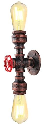 KAWELL Kreative Wasserrohr Retro Kerze Wandleuchte Industrielle Vintage Wandlampe Schmiedeeisen E27 60W Max für Schlafzimmer Küche Restaurant Cafe Bar Flur