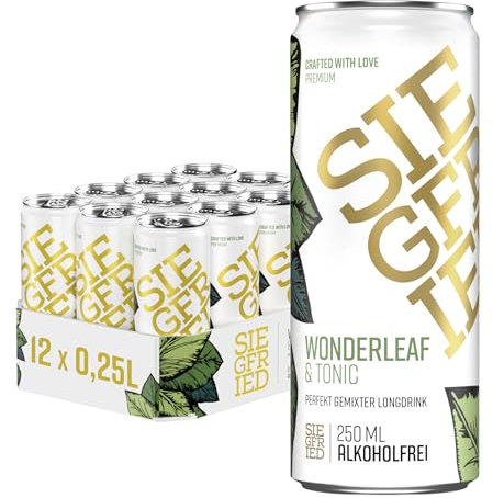 Siegfried Wonderleaf & Tonic | Alkoholfrei | Mit perfekt abgestimmtem Tonic Water I Ready-to-Drink | 12 x 250ml Dose | EINWEG | Made in Germany