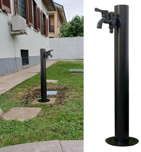 Columna de Agua de Acero Inoxidable para jardín con Grifo, Grifo anticongelante para Patio Exterior, Columna de Agua Vertical cilíndrica de fácil instalación para riego/Lavado.(Height: 60cm/23.6in)