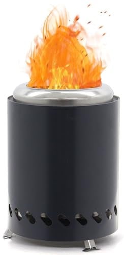 Edenoutdoor Tischfeuerstelle mit Ständer, Mini-Feuerstelle aus Edelstahl, Deko für Garten,Terrasse und Balkon,Für Pellets/Holz, Edelstahl rauchfreier Camping-Tischkocher für die Vorstadt, Anthrazit