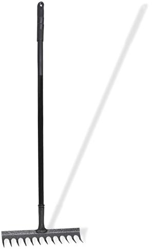 Abaseen Heavy Duty Garden Rake for Gardening, Lawn & Soil | 12 Tine Metal Head Lightweight Carbon Fibre Handle | Rust Resistant, Strong Grip | Ideal for Grass, Leaves, Debris Removal