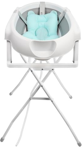 MUL-BOUTIQUE Faltbare baby badewanne- Babybadewanne mit Badekissen, mit Ablauf, Faltbare Badewanne mit Stütze, Geeignet für Babys von 0 bis 36 Monaten (Grau)