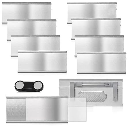 20 Stück Namensschilder Magnet 72×31 mm – Aluminium Namensschilder für Kleidung, Starke Doppelmagnete, Wiederverwendbare Namensetiketten mit Papierschlitz