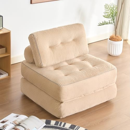 Litbird Faltbares Schlafsofa – Sitzsack-Sofa, Relaxsessel, Spielsofa, Schlafsofa & Gästebett für kleine Räume, Sessel fürs Schlafzimmer & Wohnzimmer (Hellbraun, 89.9 cm)