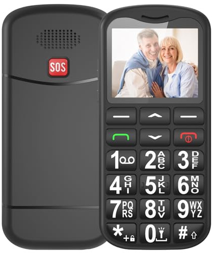 Ufferson Seniorenhandy mit Großen Tasten | Dual SIM GSM Mobiltelefon Ohne Vertrag mit 1.7 Zoll LCD | SOS-Funktion | Tastenhandy mit Ladestation | Standard SIM Slot | Taschenlampe