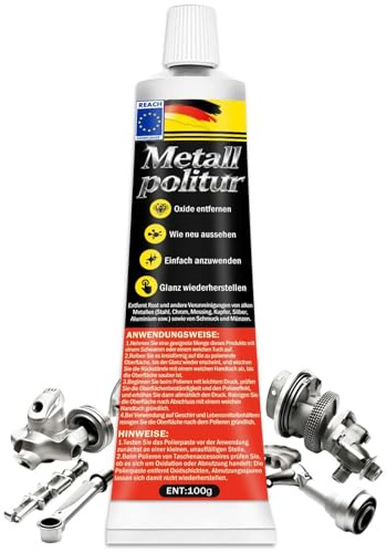 Metal Polish,Edel-Chromglanz,Reiniger und Politur,Entfernt Rost Und Andere Verunreinigungen Von Allen Metallen (Stahl,Chrom,Messing,Silber,Aluminium usw) Reinigt Schmuck Und Münzen,100g (1 Stück)