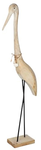 GILDE Skulptur Julius aus Mangoholz - Reiherform - naturfarben - gewischte Oberfläche - Höhe 112cm x Breite 43cm