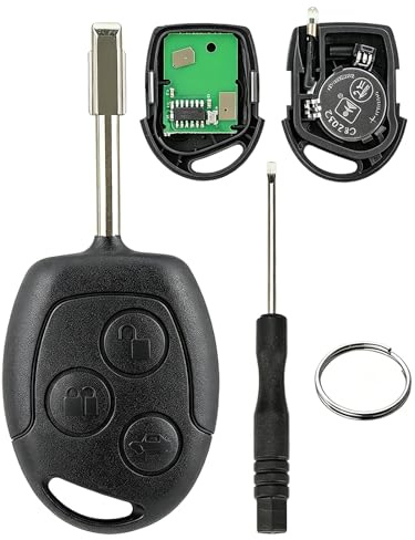 3 Tasten Fernbedienungs Schlüssel kompatibel mit Ford Mondeo Focus Fiesta KA Transit, 433MHz mit 4D60 Chip, Ersatz Autoschlüssel Gehäuse