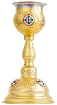 RZRHMUHN Set per comunione ortodossa in oro, calice, dischi, cucchiaio e tazza, 0,5 kg, set liturgico bizantino per altare della chiesa