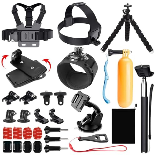 Accessories Kit Compatible with AKASO EK5000 EK7000 4K WiFi Action Camera Go Pro Hero 13 12 11 10 9 8 7 6 5/Session 5/Hero 4/3+ Max Fusion SJ4000 SJ5000 Insta 360 X5 X4 Air ACE Pro 2(16-in-1)