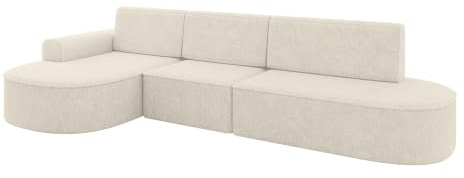 ALTDECOR Ecksofa mit Schlaffunktion L-Form MARI-L2-S 368X167X85 - Creme