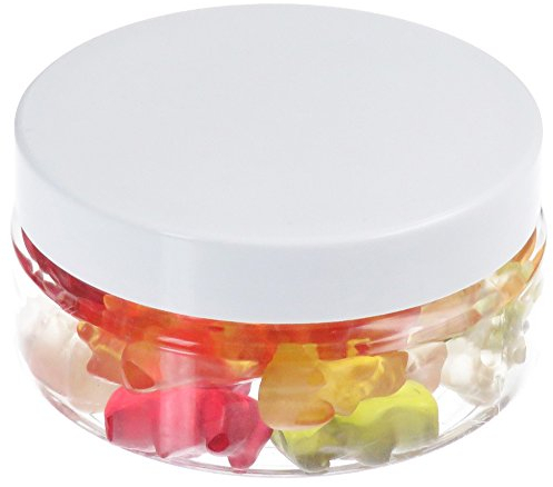 Pot de PET 100 ml transparent, plat, avec couvercle en plastique, blanc, 10 pièces