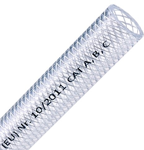 FLEXTUBE TX Ø 12mm x 3mm, 50m lang PVC Schlauch mit Gewebe, Lebensmittelecht durchsichtig flexibel Druckschlauch Druckluftschlauch Lebensmittelschlauch Wasserschlauch Luftschlauch