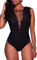 Sexy ärmelloser Body für Damen, Spitze, tiefer V-Ausschnitt, Jumpsuit-Outfit, für Clubs Gr. Medium, Schwarz