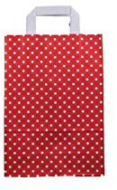 Papiertragetasche 22+10x31cm rot mit weißen Punkten Größe 100 Stück